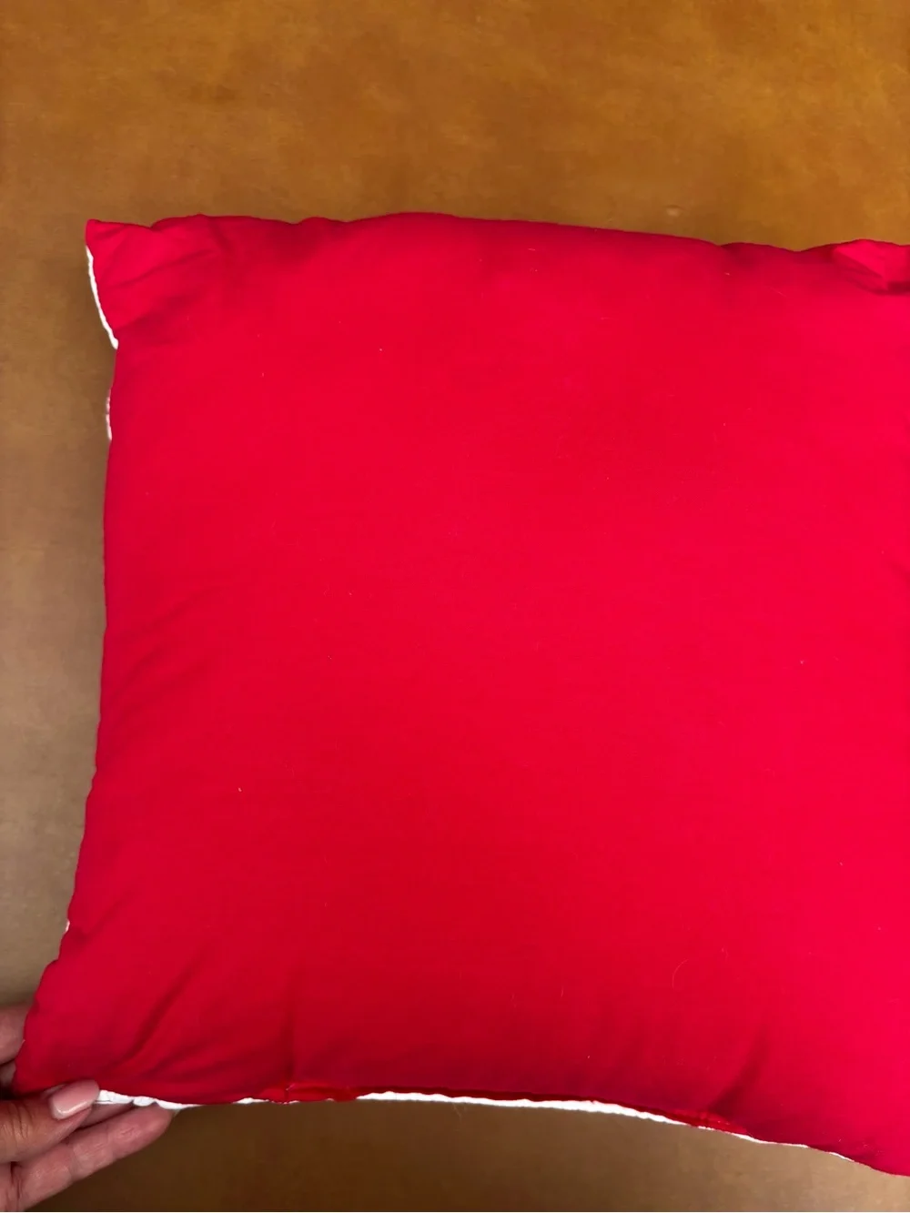 Festive Snowman Holiday Throw Pillow - Red and White quilt vintage